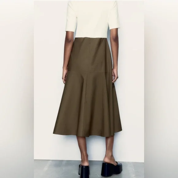 Zara khaki and crème color mock neck dress | Size M - Picture 4 of 5